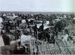 Refugiados españoles en los arenales franceses de Argeles sur Mare